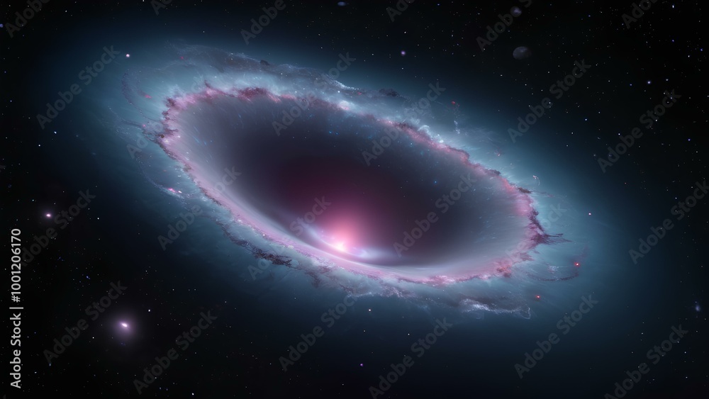 Fototapeta premium An abstract cosmic shape suspended in the dark void of space, bathed in diffused light. The high-definition 4K resolution captures every detail, creating a futuristic atmosphere