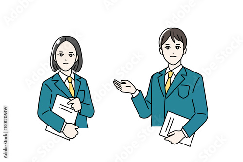 案内をする学生のイラスト　バナー