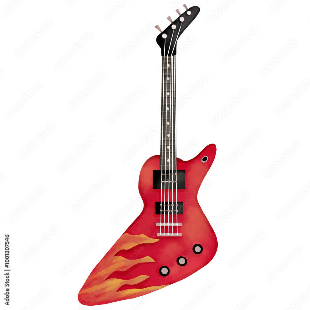 Naklejka premium Hand-painted watercolor painting of an electric guitar for illustration purposes