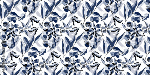 Seamless vector pattern of leaves and tropical leaves for bed linen, wallpaper and textures