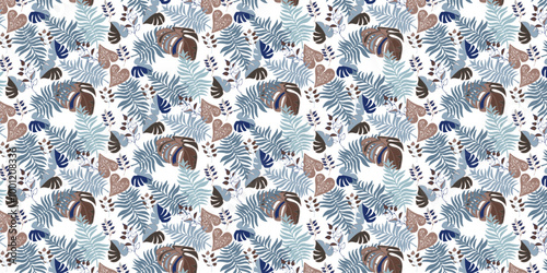 Seamless vector pattern of leaves and tropical leaves for bed linen, wallpaper and textures