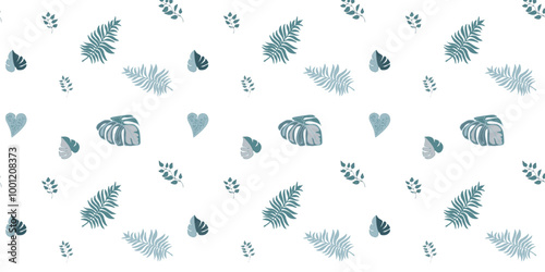 Seamless vector pattern of leaves and tropical leaves for bed linen, wallpaper and textures