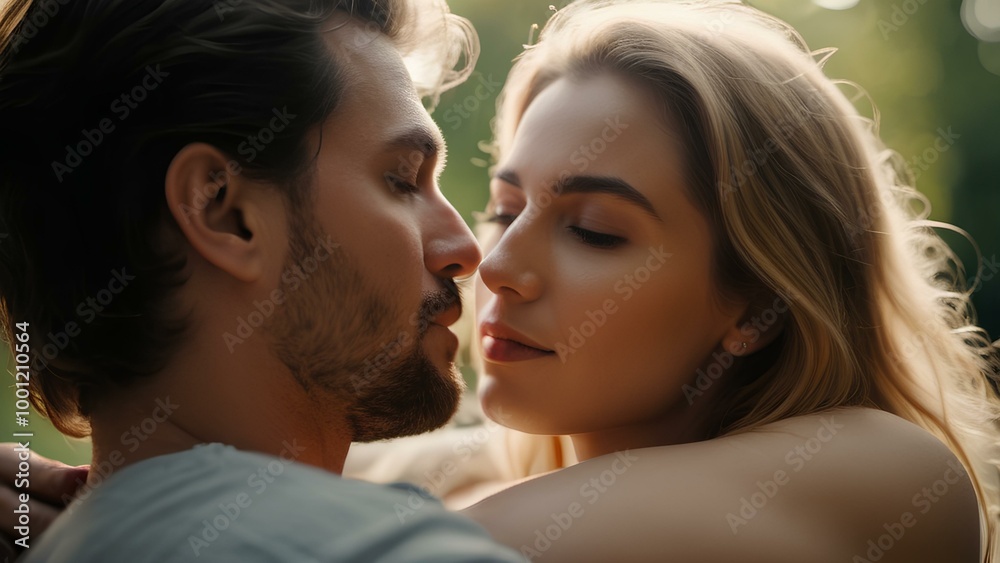 Intimate close-up photo of a couple sharing a kiss, captured in sharp 4K resolution, perfect for romantic and emotional visuals Intimate close-up photo of a couple sharing a kiss, captured in sharp 4K resolution, perfect for romantic and emotional visuals