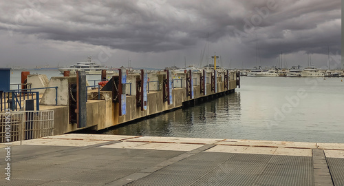 Port fenders at the ferry pier