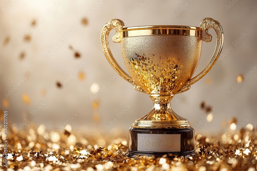 shiny golden trophy cup glimmering against a pristine white background emphasizing achievement and victory ideal for celebratory themes in awards and recognition shiny golden trophy cup glimmering against a pristine white background emphasizing achievement and victory ideal for celebratory themes in awards and recognition