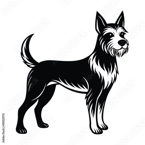 A versatile collection of dog silhouettes in vector format. Ideal for logos, prints, and design projects that feature various canine breeds in minimalist and elegant black and white outlines.