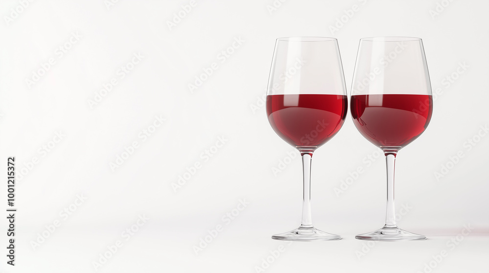 Elegant red wine glasses filled with rich red wine, set against minimalist background, evoke sense of sophistication and celebration. Elegant red wine glasses filled with rich red wine, set against minimalist background, evoke sense of sophistication and celebration.