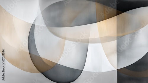 Wallpaper Mural Abstract image featuring interwoven arches in shades of gray, white, and beige, creating a dynamic and fluid visual experience. Torontodigital.ca
