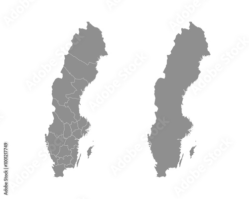 Set of Sweden maps. Sweden map with regions isolated on white background. Sweden map Silhouette. Vector illustration