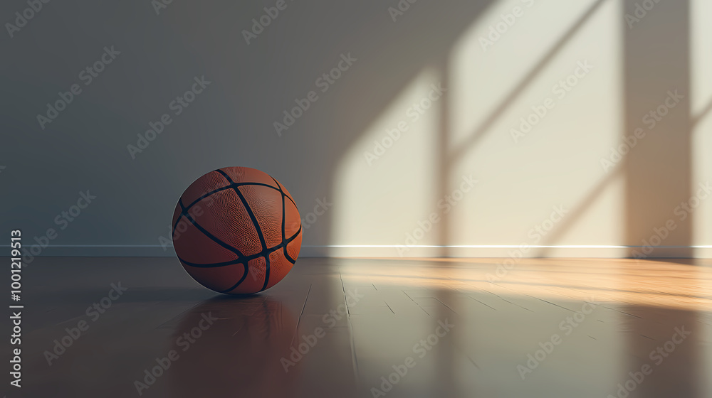 Basketball resting on the court Basketball resting on the court