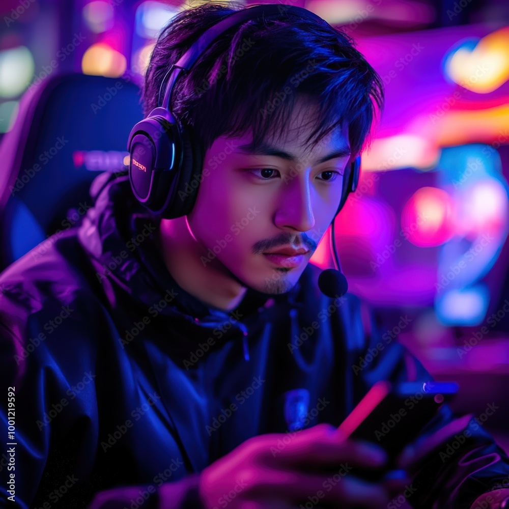 Esports Gamer Playing Video Games Online with Smartphone Esports Gamer Playing Video Games Online with Smartphone