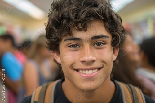 Cheerful High School Student Posing for Class Photo