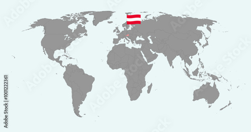 Pin map with Austria flag on world map. Vector illustration.