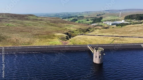 Aerial Video of Dungonnell Reservoir Dam and Water Treatment Works Soarns Hill Glenariff Co Antrim Northern Ireland photo