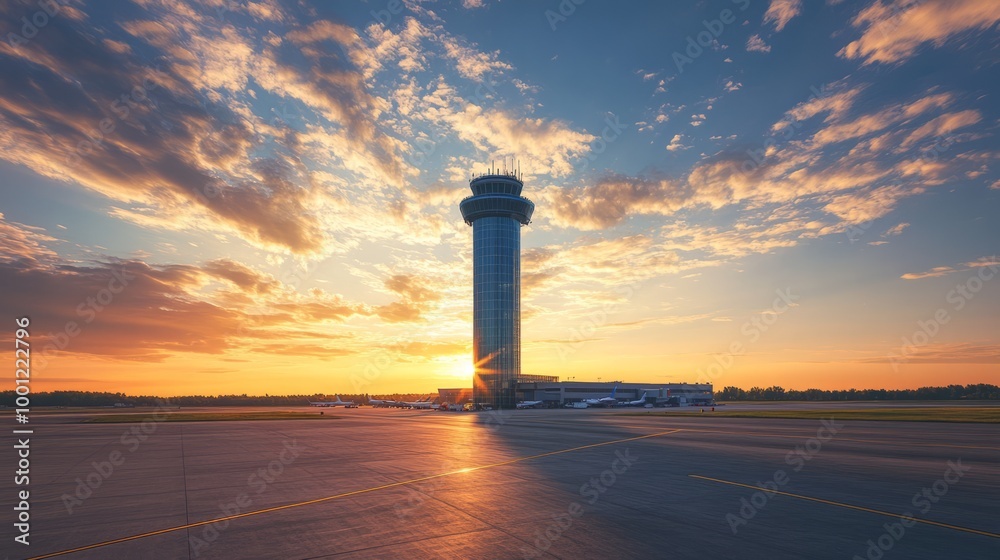 Sunset at Airport Control Tower Sunset at Airport Control Tower