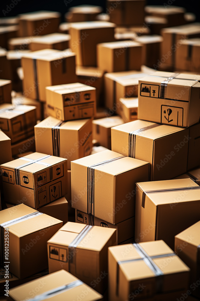 Fototapeta premium generated illustration of background with lots of card board boxes background with lots of card board boxes