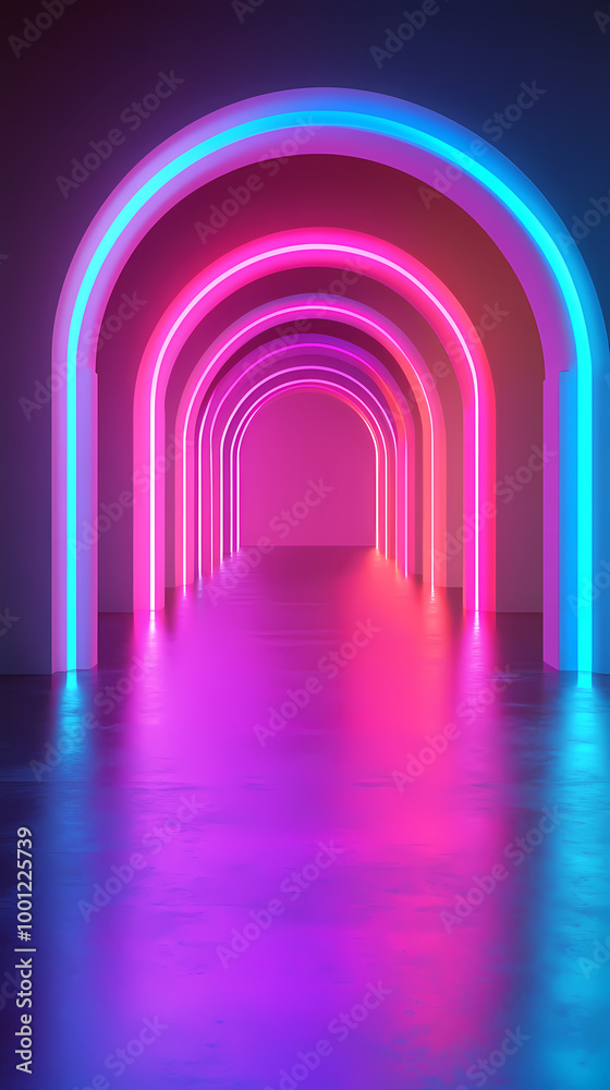 Futuristic neon-lit corridor Futuristic neon-lit corridor