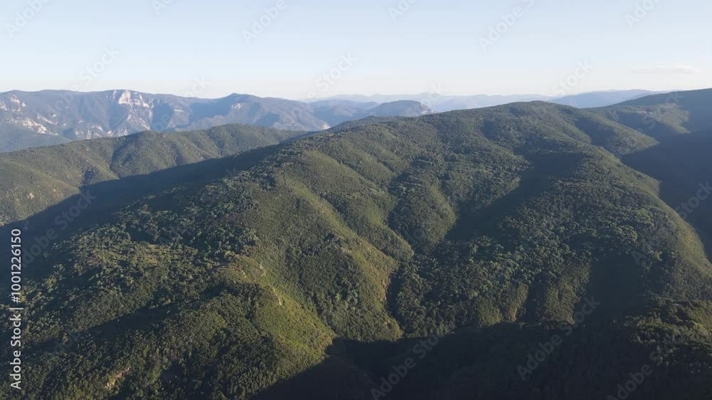 Aerial view of Rhodopes Mountain near village of Yavrovo, Plovdiv Region, Bulgaria