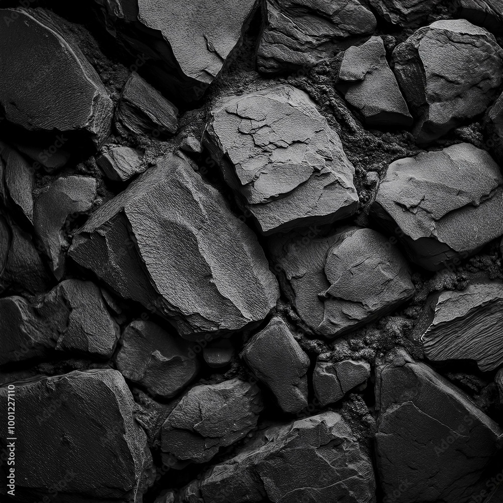 Monochrome rocky texture close-up, resembling ancient concrete, for dark-themed designs Monochrome rocky texture close-up, resembling ancient concrete, for dark-themed designs