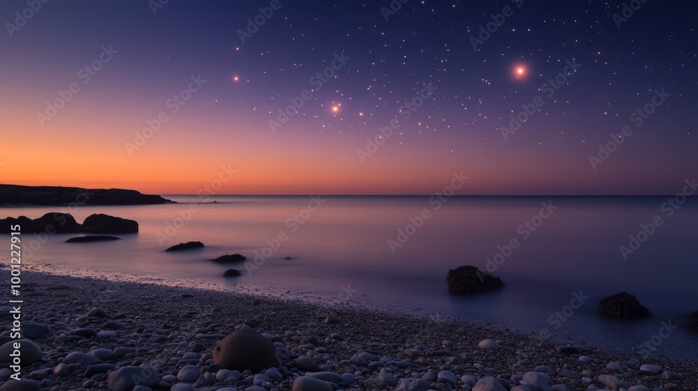 Obraz premium Serene Twilight by the Shore