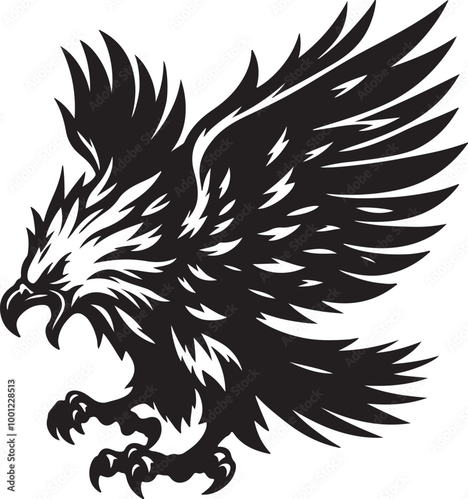 Obraz premium African Fish Eagle black and white vector design