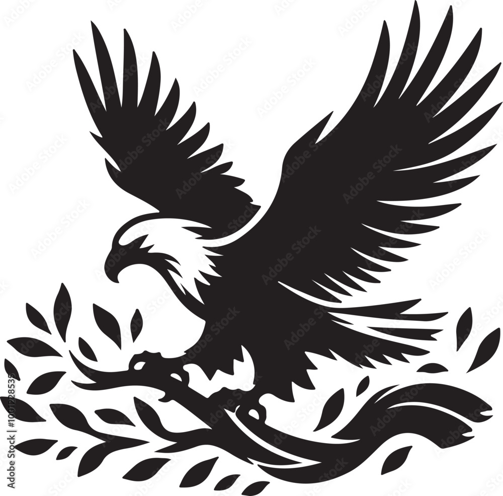 Fototapeta premium African Fish Eagle black and white vector design