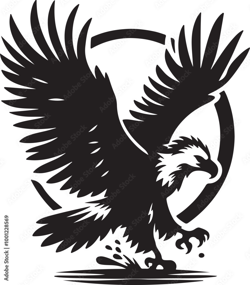 Fototapeta premium African Fish Eagle black and white vector design