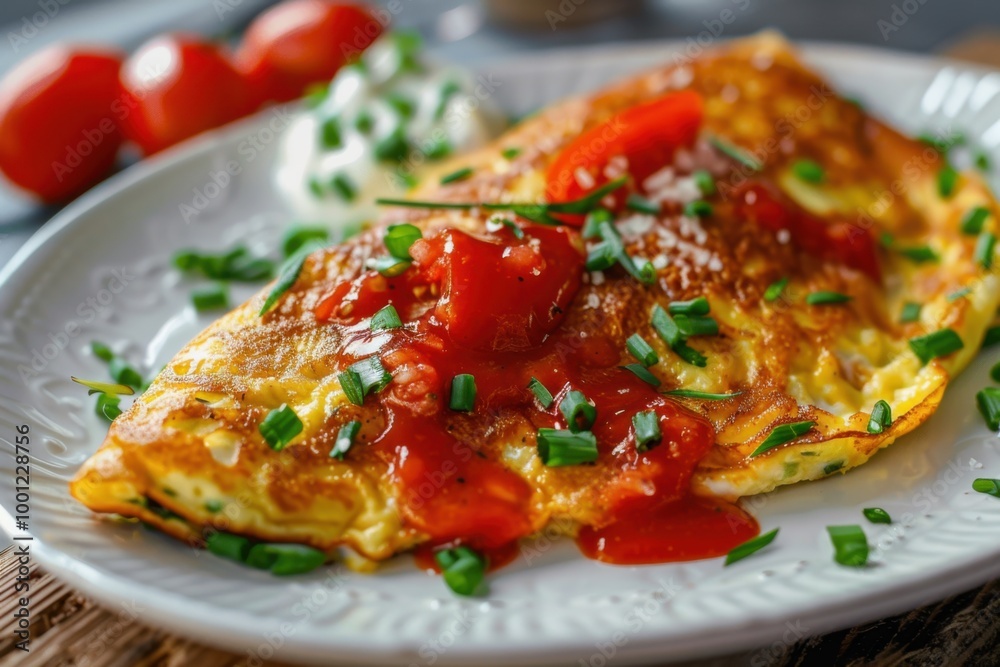 Fluffy omelette with fresh herbs and tomato sauce for a savory breakfast
Fluffy omelette with fresh herbs and tomato sauce for a savory breakfast