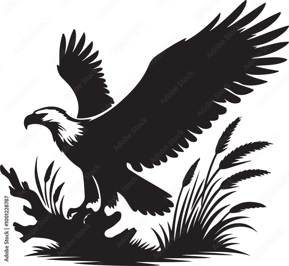 Obraz premium African Fish Eagle black and white vector design