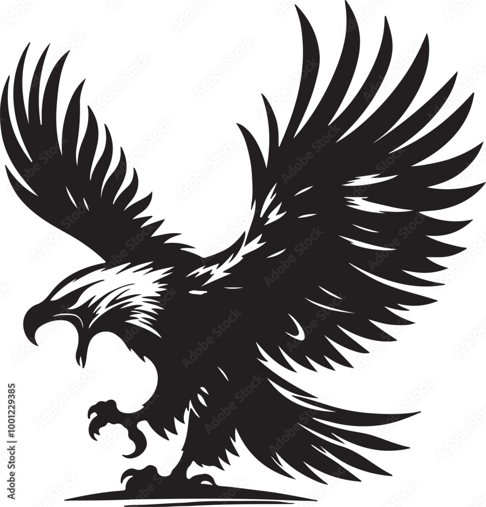 Obraz premium African Fish Eagle black and white vector design