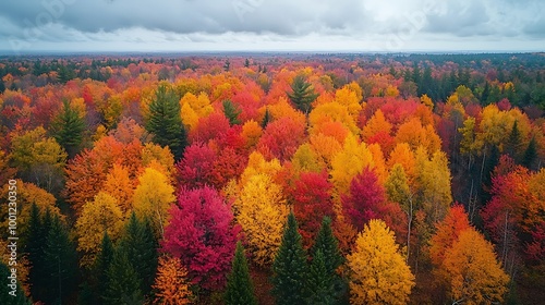 Vibrant Autumn Foliage from a High Angle View