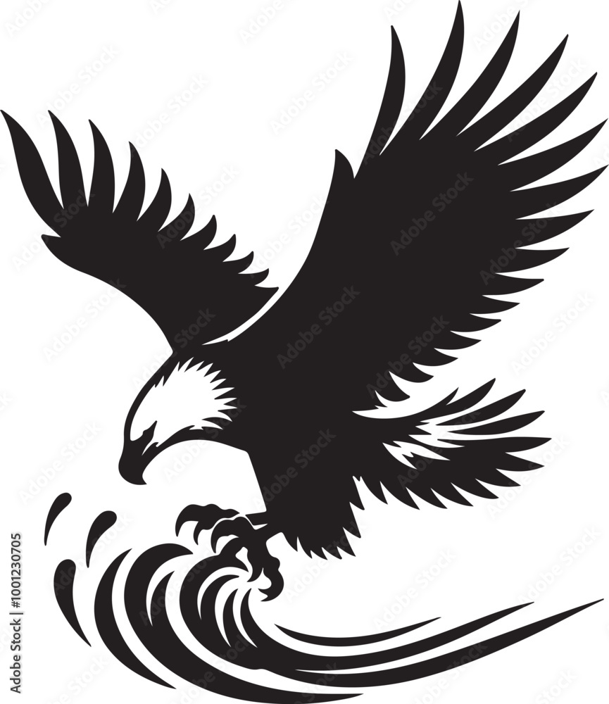 Obraz premium African Fish Eagle black and white vector design