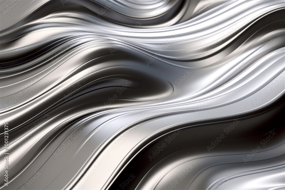 Chrome liquid silver background. Abstract metal texture with waves. Silver color chrome morphism pattern, steel reflection design, aluminum shiny illustration Chrome liquid silver background. Abstract metal texture with waves. Silver color chrome morphism pattern, steel reflection design, aluminum shiny illustration