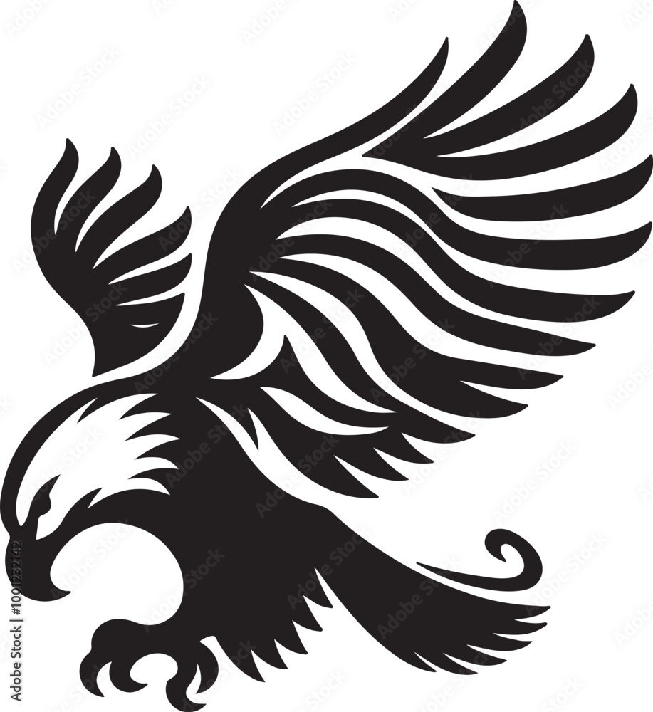 Obraz premium African Fish Eagle black and white vector design