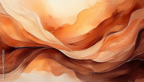 Warm umber tones in an abstract watercolor background photo