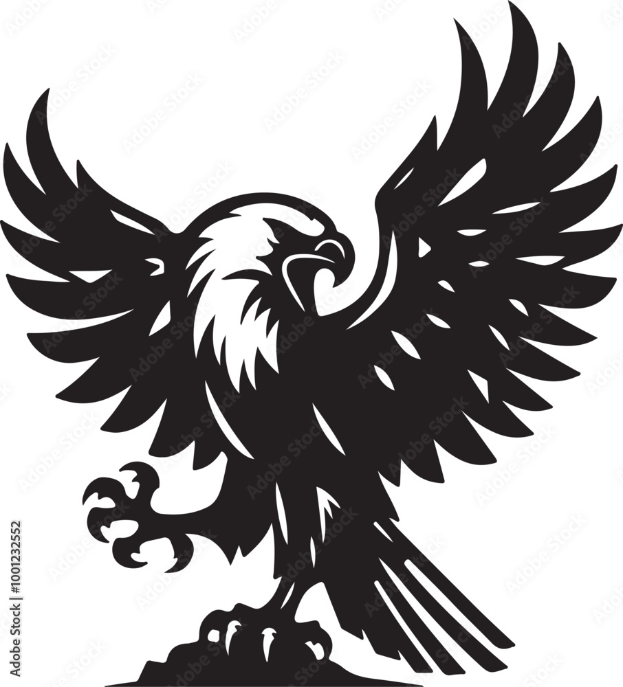 Obraz premium African Fish Eagle black and white vector design