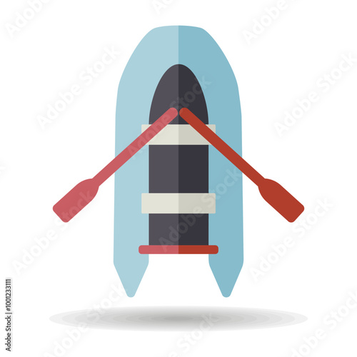 Inflatable rubber boat flat vector isolated icon