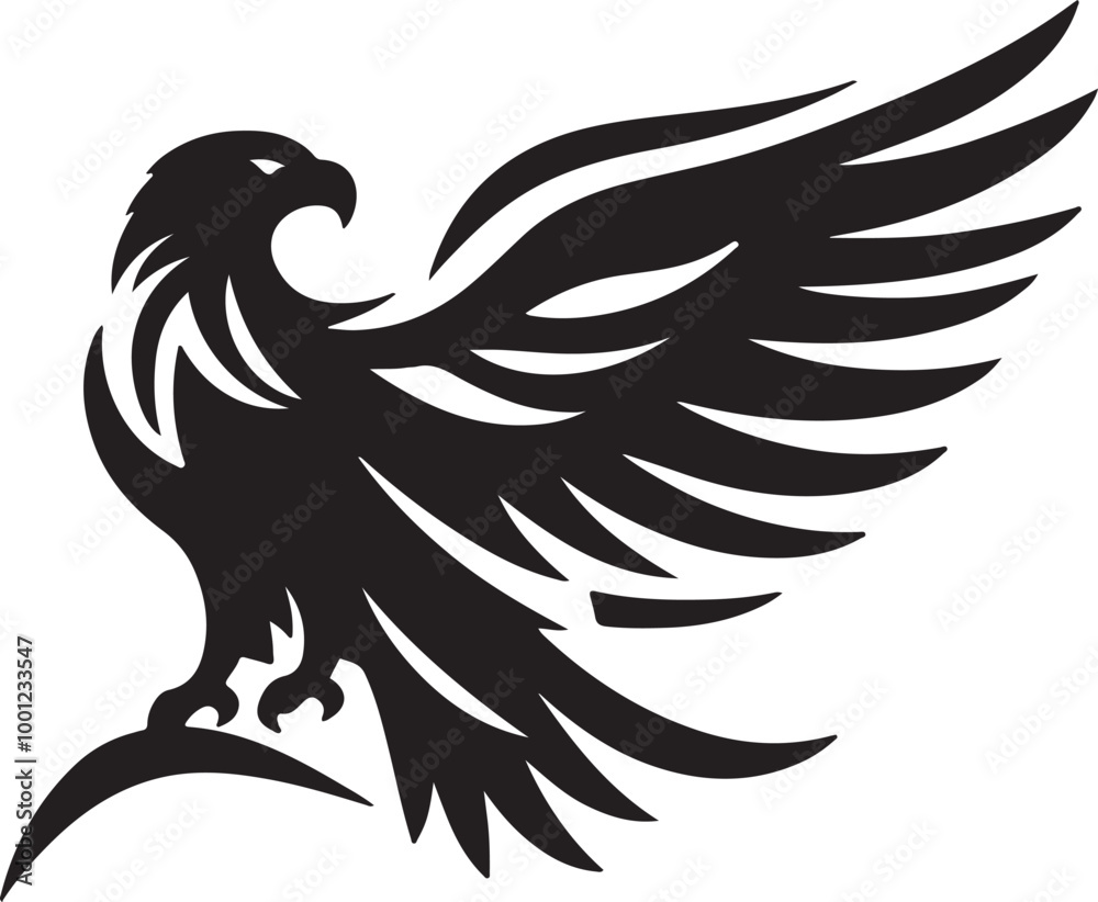 Fototapeta premium African Fish Eagle black and white vector design