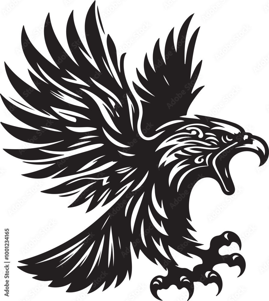 Fototapeta premium African Fish Eagle black and white vector design