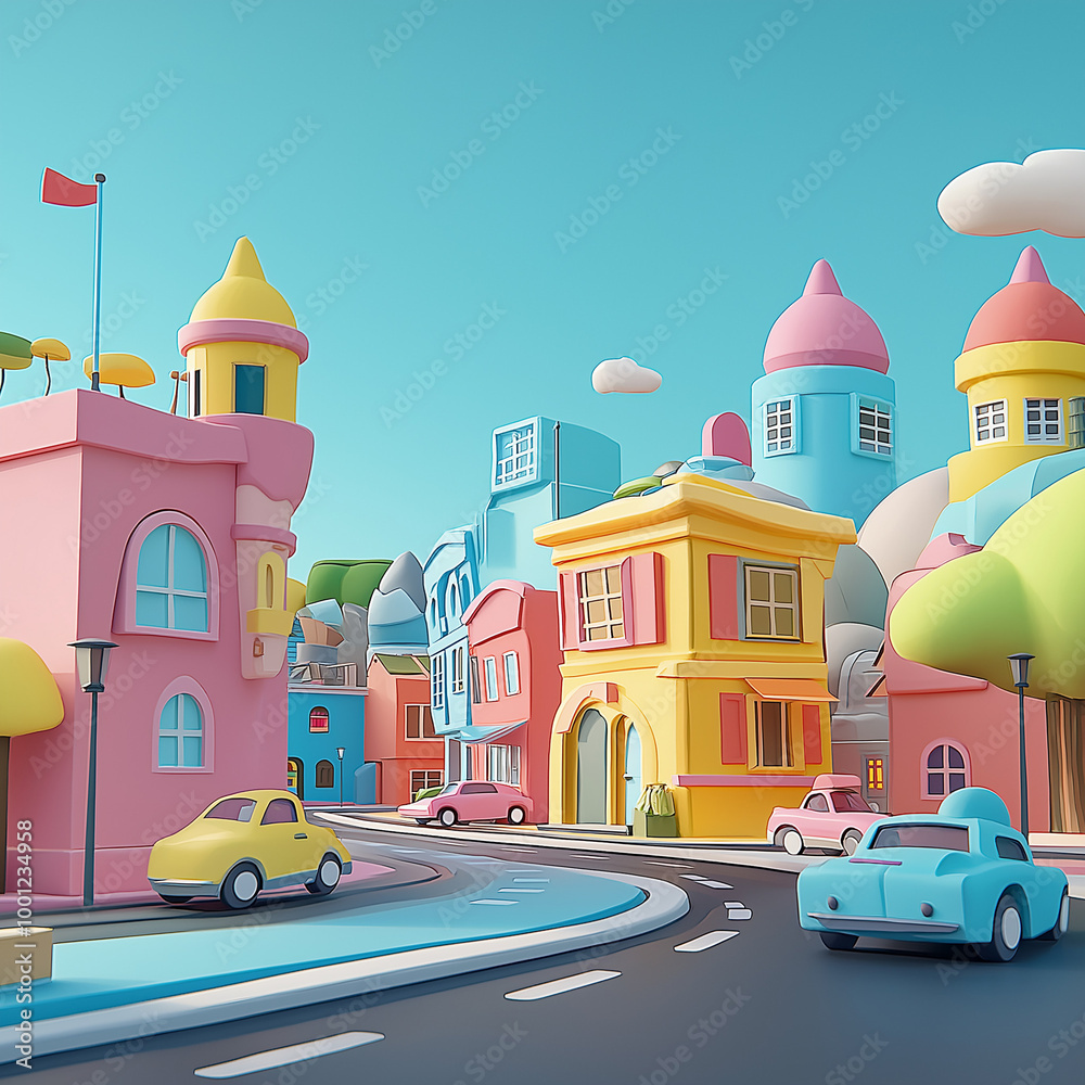 Naklejka premium A vector-inspired 3D animation of a colorful