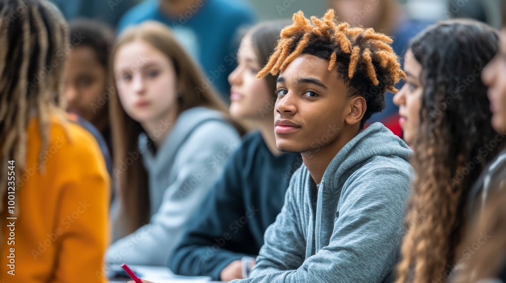 Obraz premium Diverse Group of High School Students Engaging Together