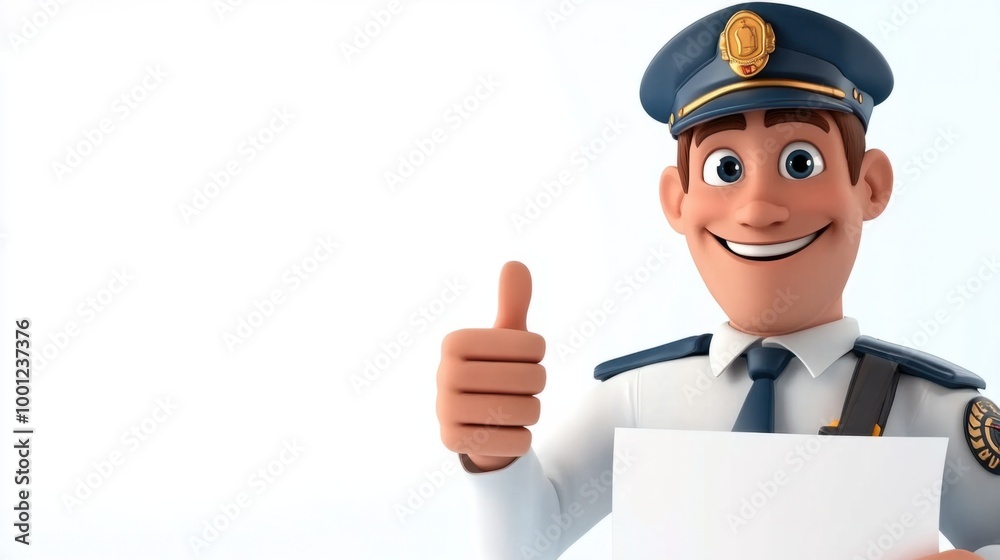 Cartoon pilot giving a thumbs-up with a flight plan in hand, smiling confidently, isolated on a clean white background. Cartoon pilot giving a thumbs-up with a flight plan in hand, smiling confidently, isolated on a clean white background.