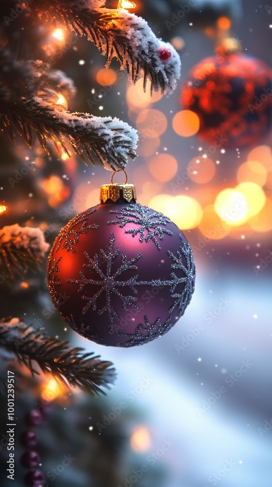 Modern Winter Holidays Greeting Card with Geometric Purple Christmas Balls on Gradient Background for Heartfelt Wishes Copy Space Below Modern Winter Holidays Greeting Card with Geometric Purple Christmas Balls on Gradient Background for Heartfelt Wishes Copy Space Below