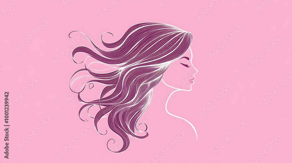 Elegant woman with flowing hair on a pink background. Elegant woman with flowing hair on a pink background.