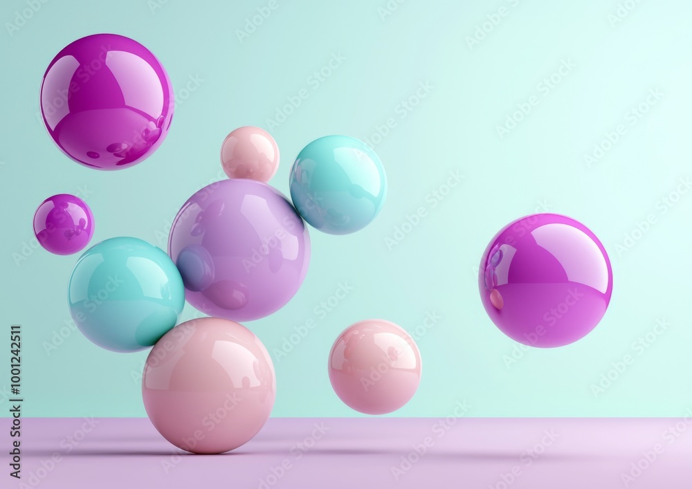 The following are 3D models of abstract pastel balls, pink blue balloons, geometric backgrounds, primitive shapes of multicolored primitive colors, minimalistic designs, a pastel color palette, party The following are 3D models of abstract pastel balls, pink blue balloons, geometric backgrounds, primitive shapes of multicolored primitive colors, minimalistic designs, a pastel color palette, party