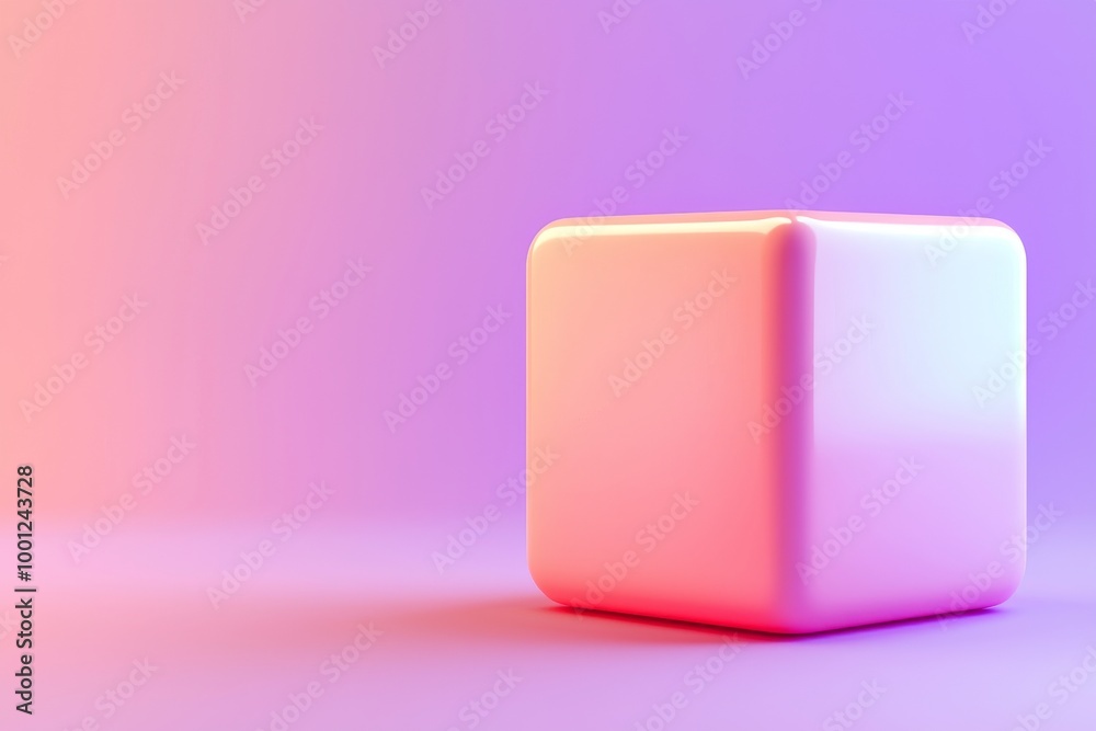 An abstract concept pattern featuring a geometric cube in vivid neon colors. Pink and red gradients, geometric shape, abstract pattern. An abstract concept pattern featuring a geometric cube in vivid neon colors. Pink and red gradients, geometric shape, abstract pattern.