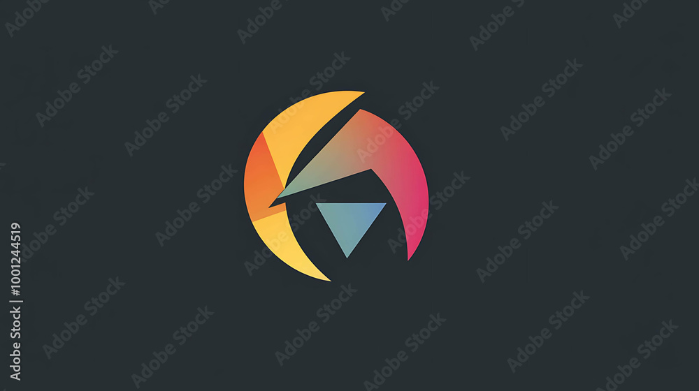 Abstract logo design with colorful shapes and a dark background. Abstract logo design with colorful shapes and a dark background.