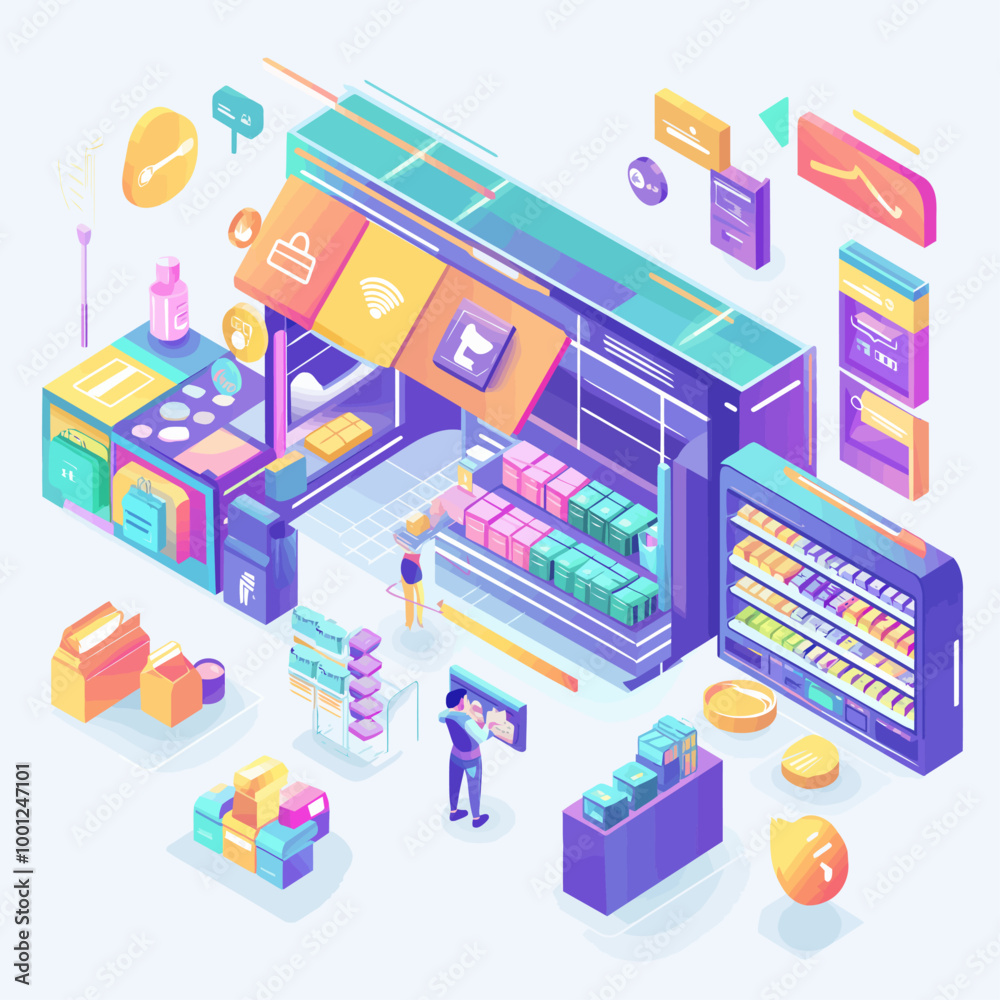 AI Product Suggestions Isometric Vector Illustration AI Product Suggestions Isometric Vector Illustration