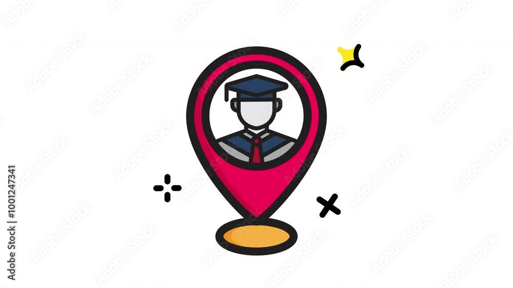 Animated university map with student icon . Seamless looping video with ...