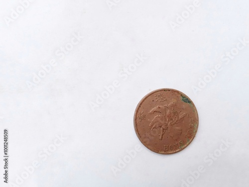 Canvas Print one dollar hongkong 1998, old coin isolated on white background